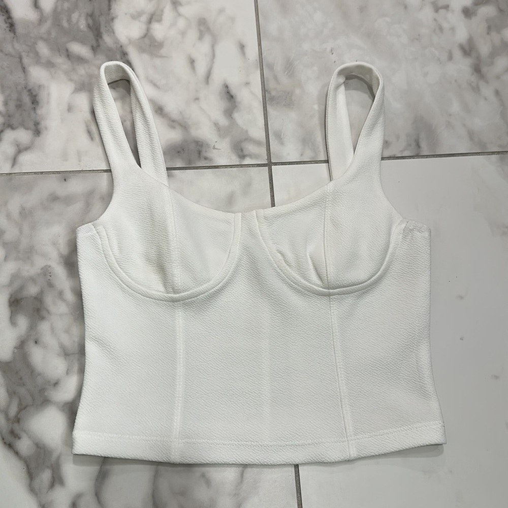 NWOT Mimosa Crop Top With Bra Cup Detailing